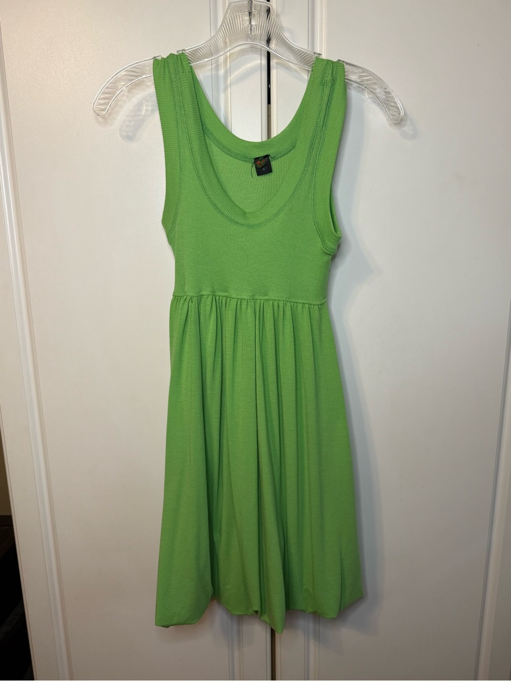 Poof Lime Green Ribbed Bubble Hem Tank Dress Women's Small Sleeveless